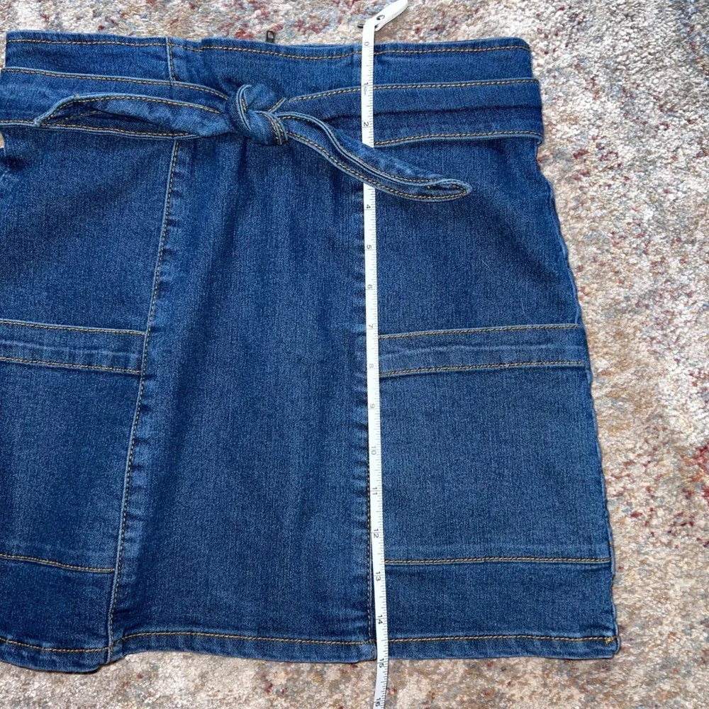 GB Girls‎ Denim Mini Skirt Medium Wash High Waist Tie Belt Blue Kids Size 14